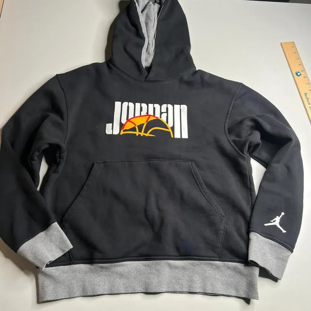 Jordan Black Pullover‎ Hoodie Size L Jumpman Logo Basketball Streetwear Hoodie